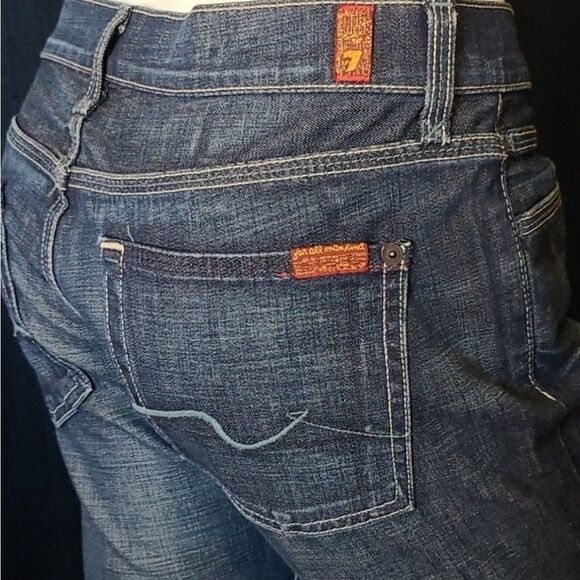 7 For All Mankind Jagger Dark Blue Jeans 7FAM Women's 29 Stretch Slim Fit Boot - Picture 8 of 13